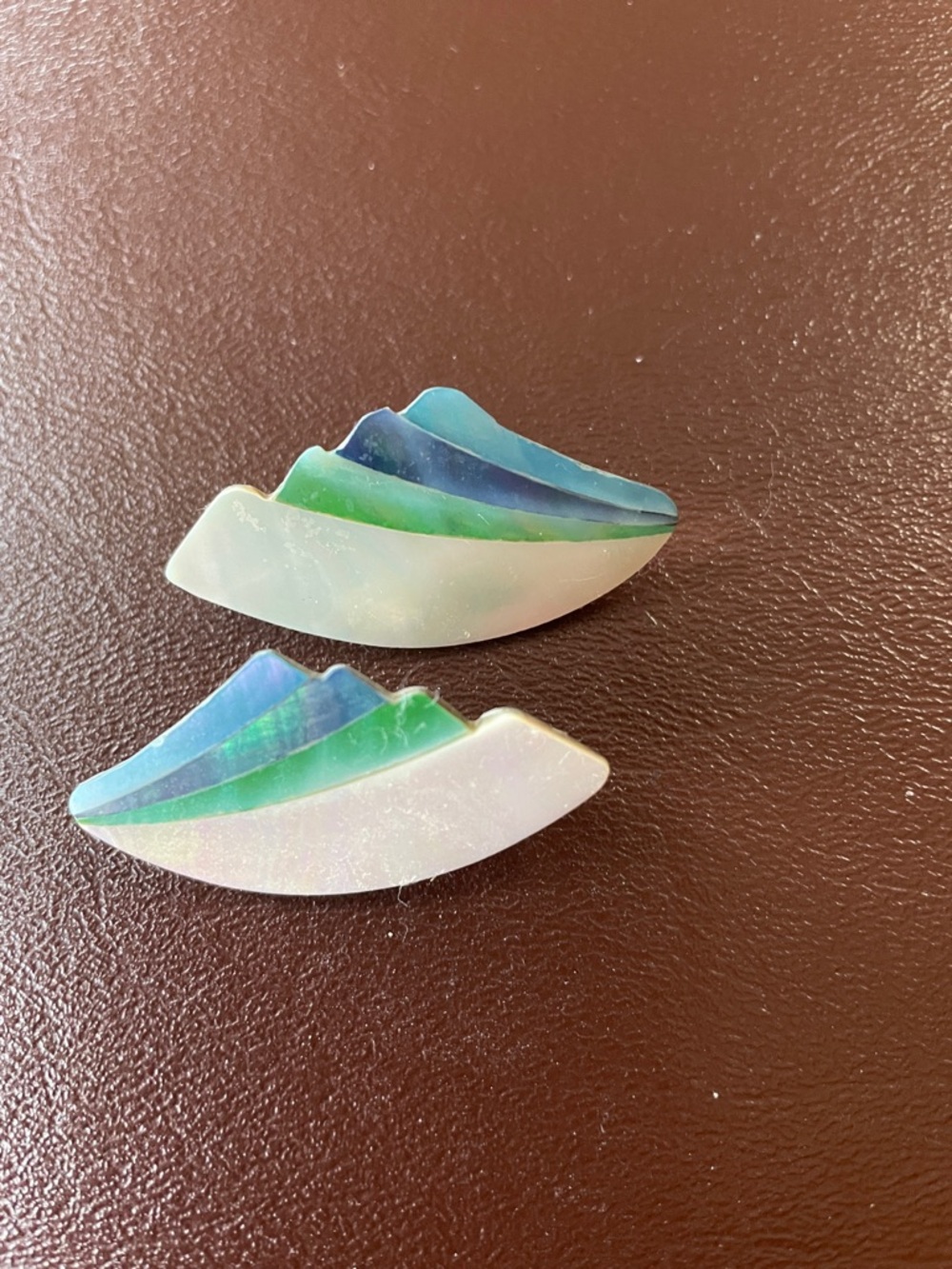 VTG Mother of Pearl Mosaic Earrings Pierced
